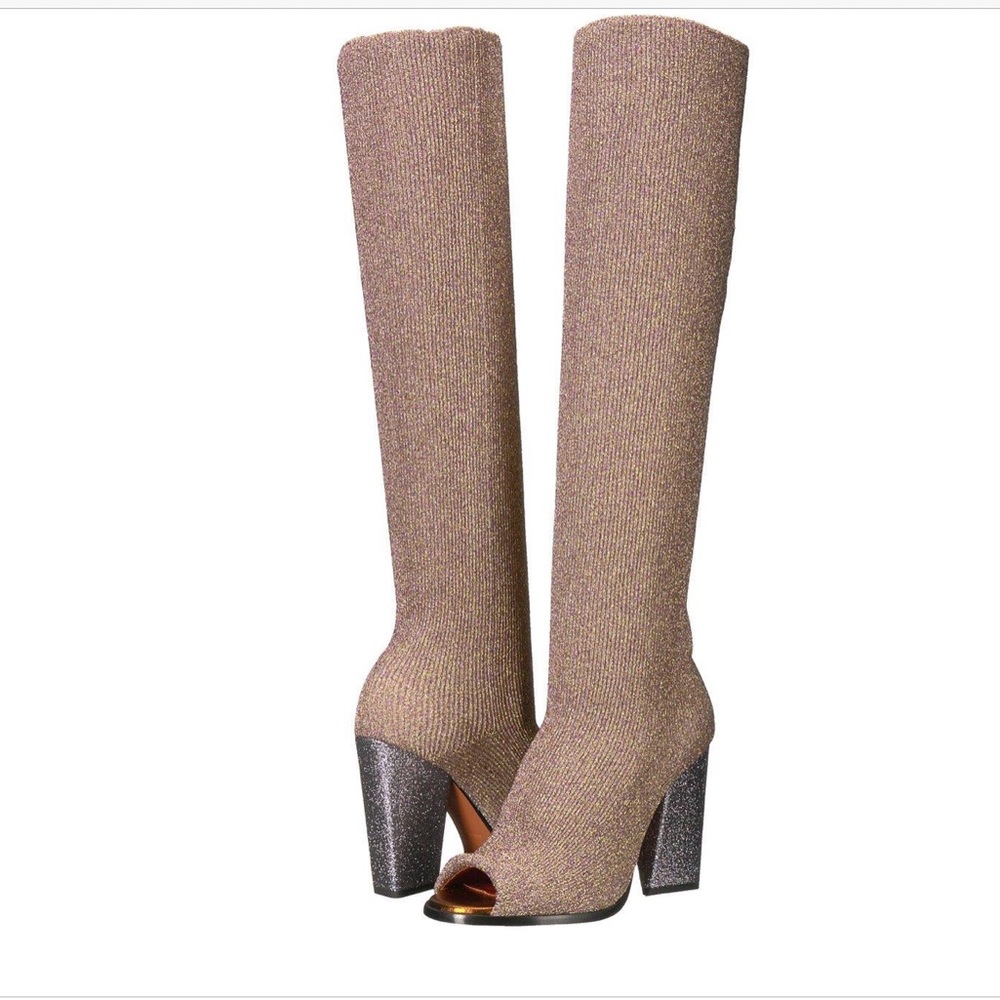 NEW MISSONI Brown Glitter Fabric Lurex Heeled Boots (Size 38) - MSRP $945.00!